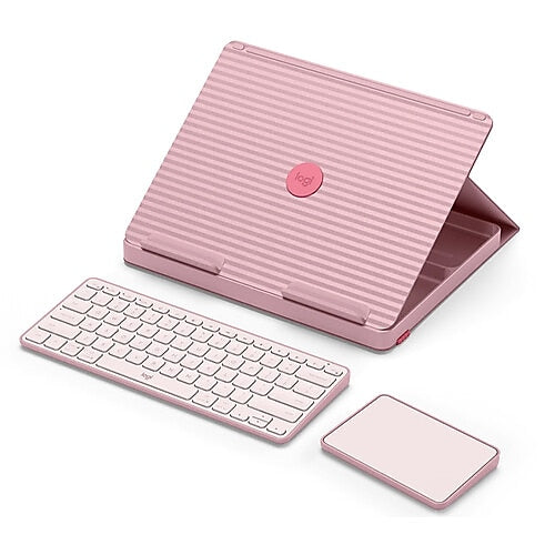 Logitech 4.41" x 11.02" Plastic Adjustable Casa Pop-Up Desk Work From Home Kit with Laptop Stand, Bohemian Blush ( 920-011237 )