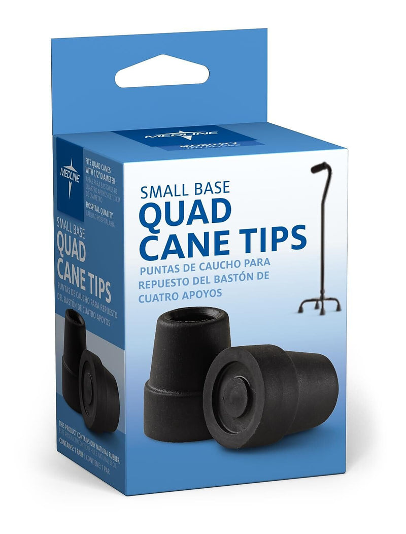 Medline Replacement Small Base Quad Cane Tips, 1/2", Black, 2/Box, 3 Boxes/Carton (MDS86424W)