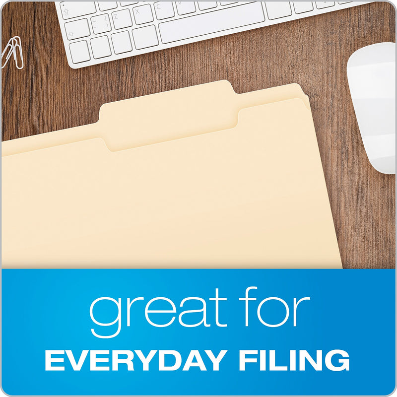 Pendaflex Heavy Duty File Folder, 1-Tab, Letter Size, Manila, 100/Box (R752 2/5 RC)