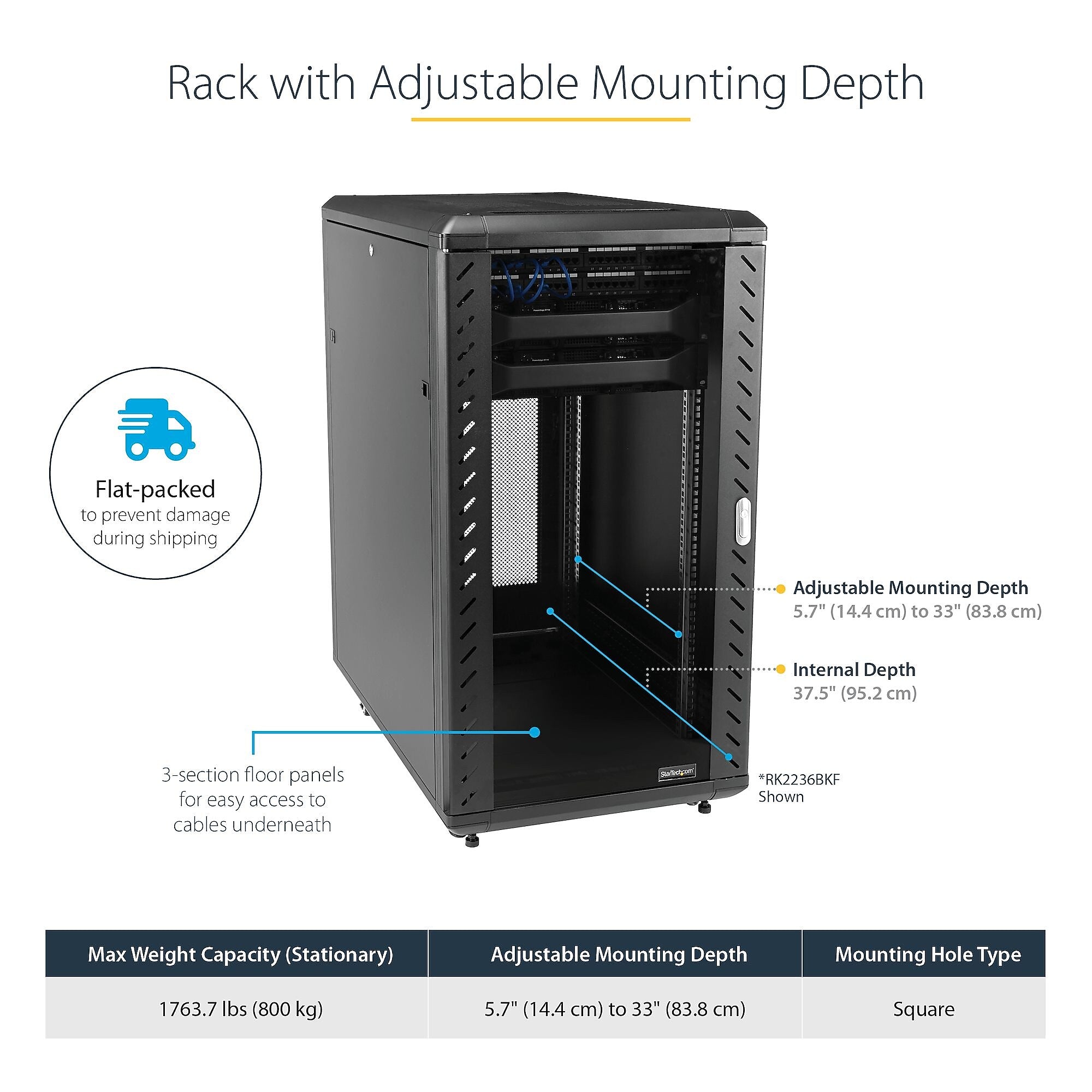 StarTech 32U Rack Mount Server Cabinet Enclosure (RK3236BKF)