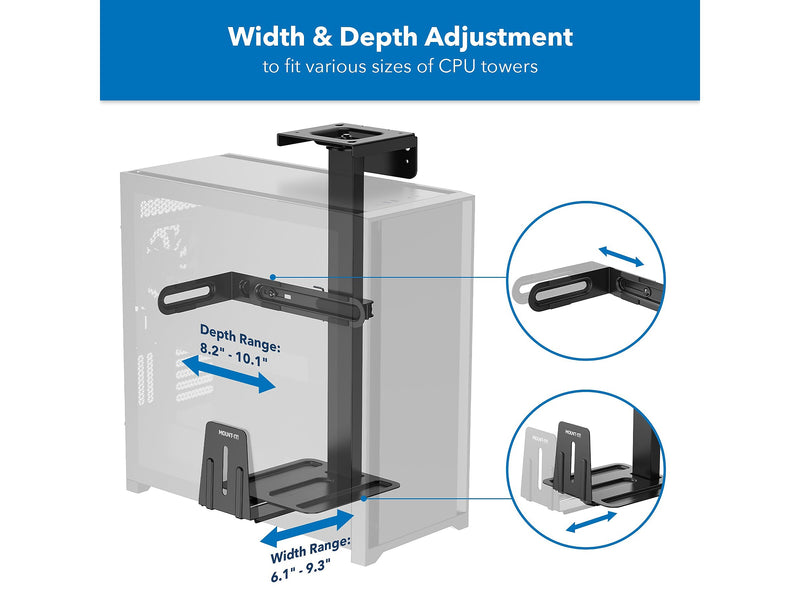 Mount-It! Steel CPU Rotating Heavy-Duty Under-Desk/Wall Mount, Matte Black (MI-7170)