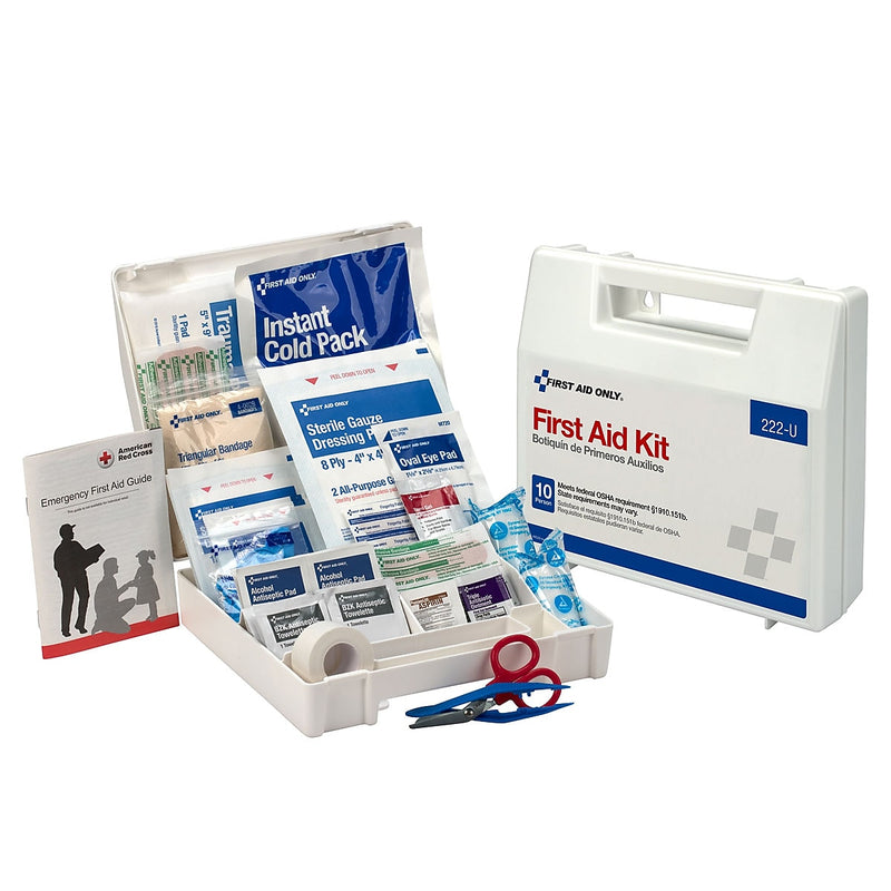 First Aid Only Office Plastic First Aid Kit, 10 People, 62 Pieces (222-U)