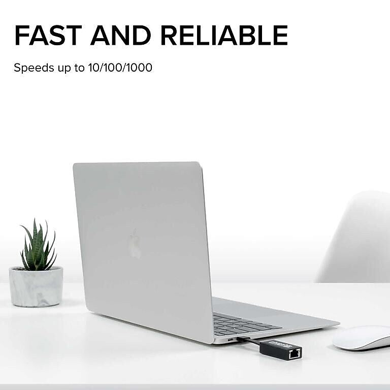 Plugable USB-C to Ethernet Adapter, Black (USBC-TE1000)