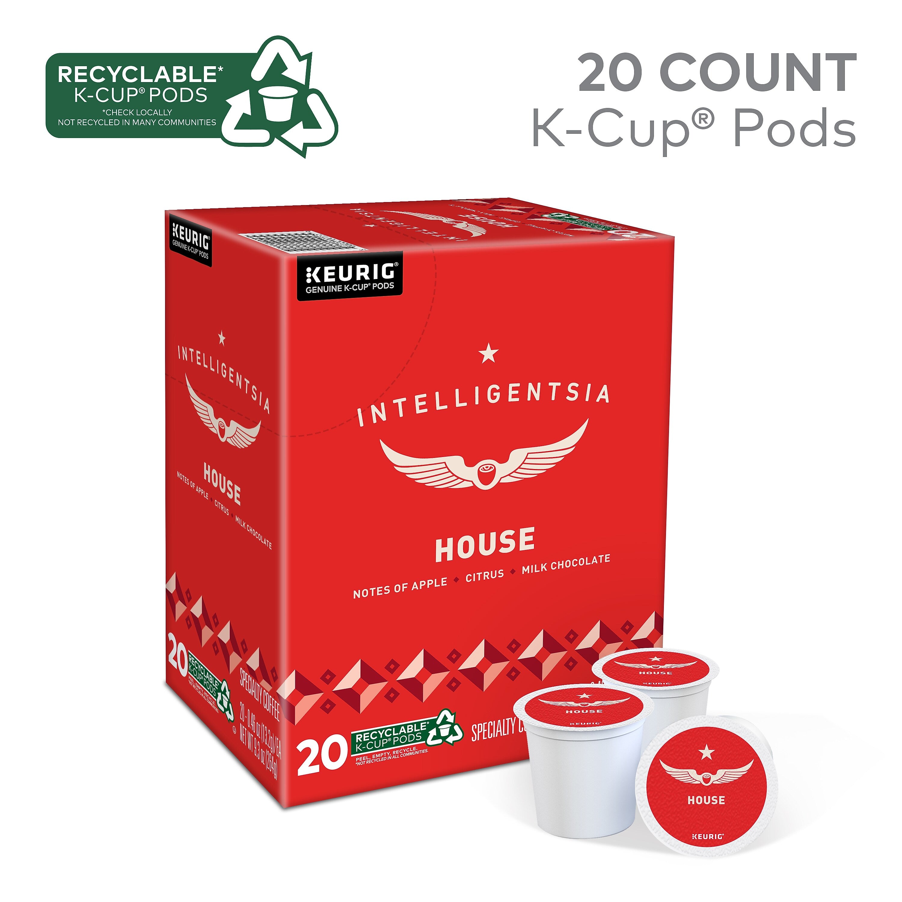 Intelligentsia House Coffee Keurig® K-Cup® Pods, Light Roast, 20/Box (5000371868)