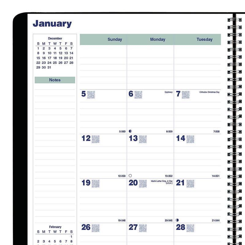 2025-2026 Blueline Plan and Link 9.06" x 11" Monthly Planner, Faux Leather Cover, Black (REDC151281T)
