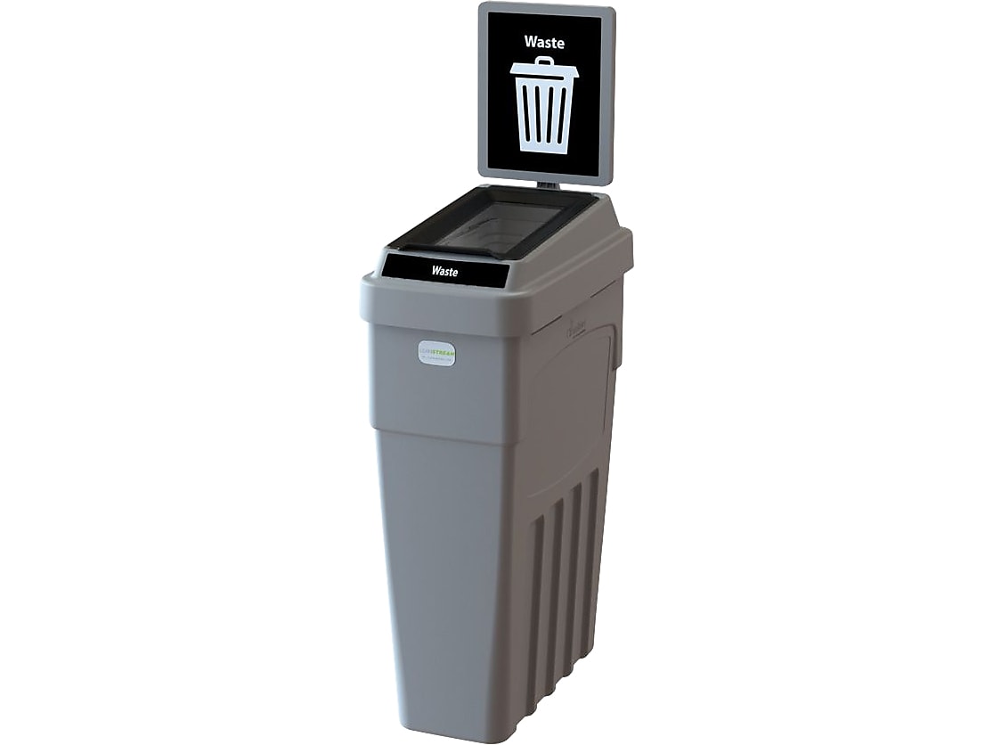 CleanRiver LeanStream Plastic Trash Can, 23 Gallon, Gray (LS1B-002)