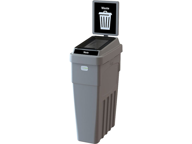 CleanRiver LeanStream Plastic Trash Can, 23 Gallon, Gray (LS1B-002)