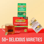 Twinings Decaf English Breakfast Black Tea Bags, 50/Box (TNA36534)