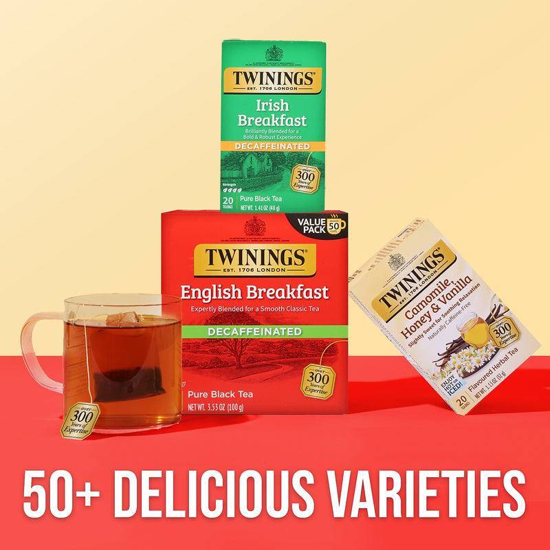 Twinings Decaf English Breakfast Black Tea Bags, 50/Box (TNA36534)