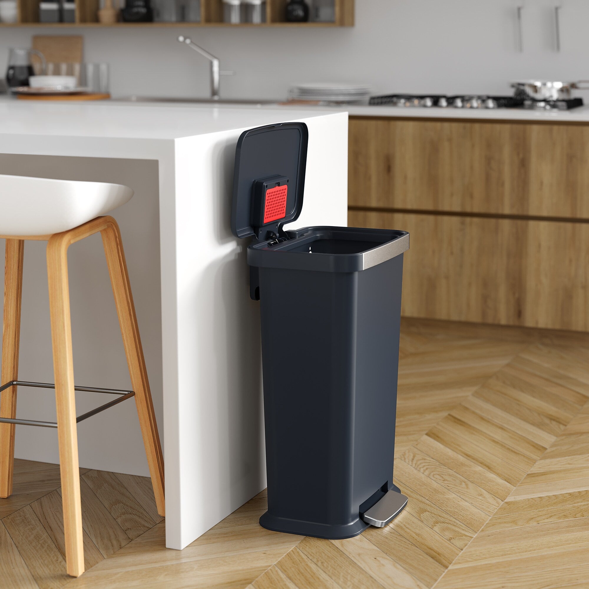 iTouchless SoftStep Plastic Step Trash Can, 13.2 Gallon, Black (PL13BBP)