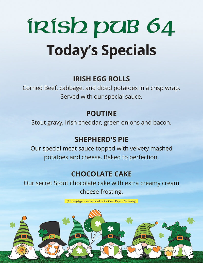 Great Papers Sky Party Irish Gnomes Everyday Letterhead, Multicolored, 50 Sheets/Pack (2025003)
