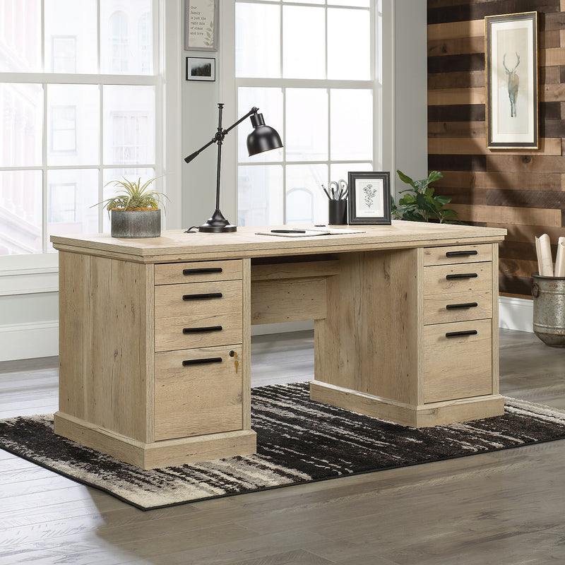 Sauder Aspen Post 65"W Executive Computer Desk, Prime Oak (426487)