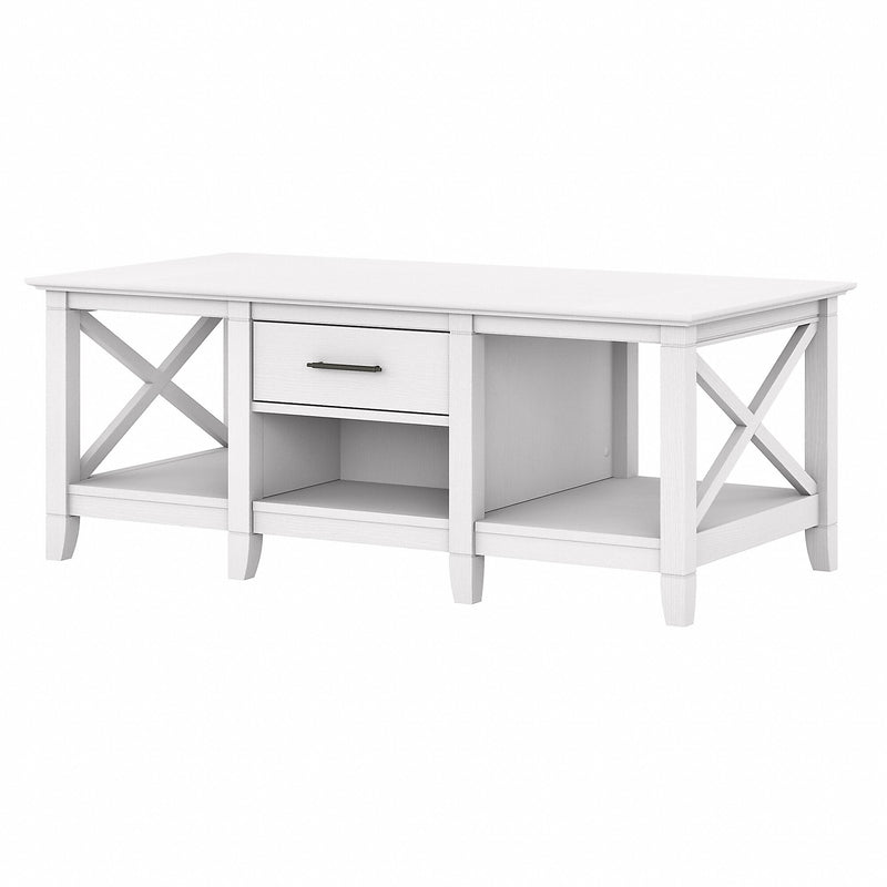 Bush Furniture Key West 47" x 24" Coffee Table, Pure White Oak (KWT148WT-03)