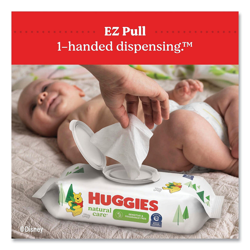 Huggies Natural Care Sensitive Baby Wipes, 1-Ply, 3.88 x 6.6, Unscented, White, 56/Pack, 8 Packs/Carton (KCC31803)