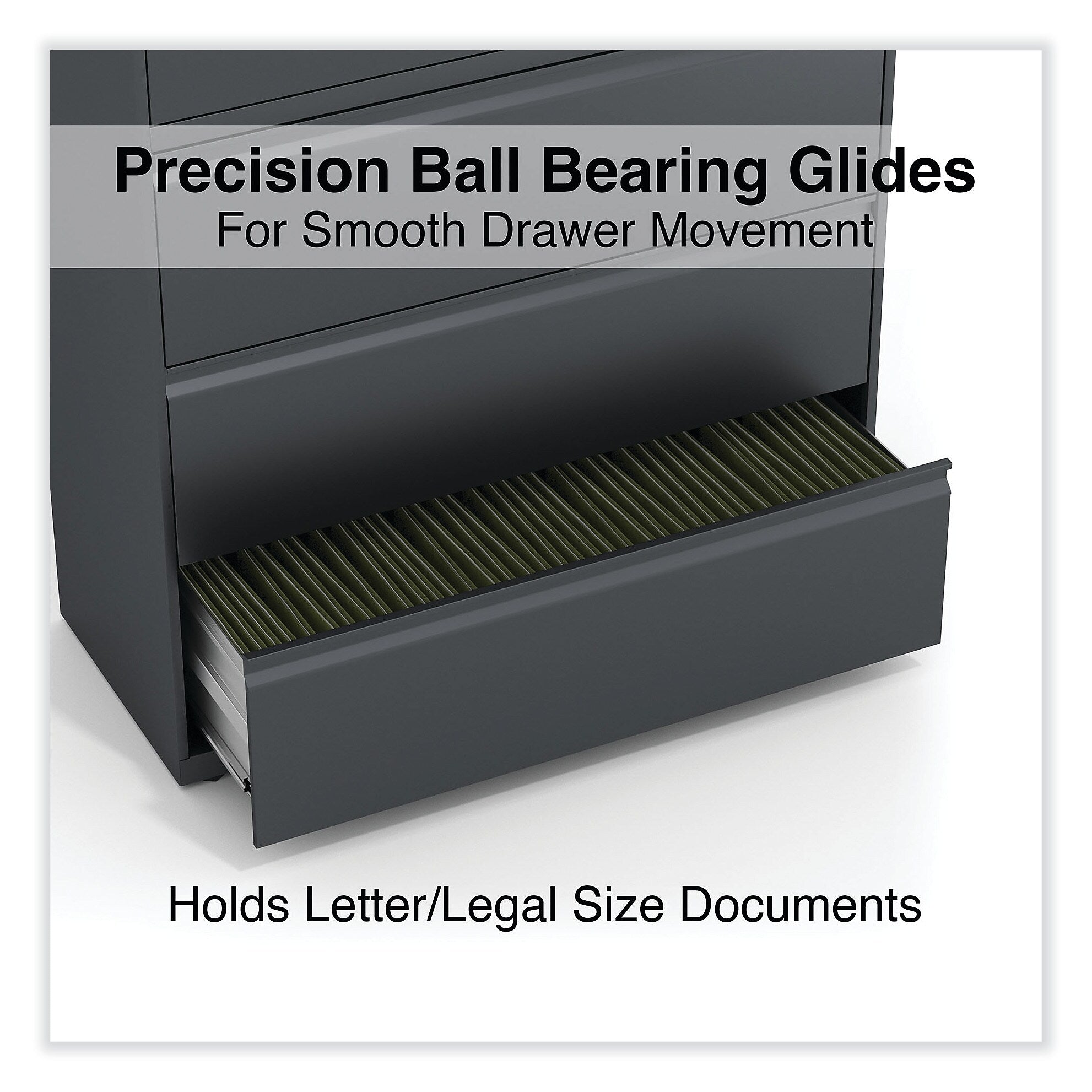 Alera 5-Drawer Lateral File Cabinet, Letter/Legal Size, Lockable, 67.63"H x 42"W x 18.63"D, Charcoal (ALEHLF4267CC)