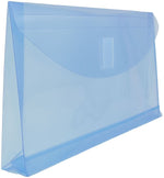 JAM Paper Premium Plastic Filing Envelope with Hook & Loop Closure, 5 1/4" x 10", Blue, 3/Pack (921V1BUX3)