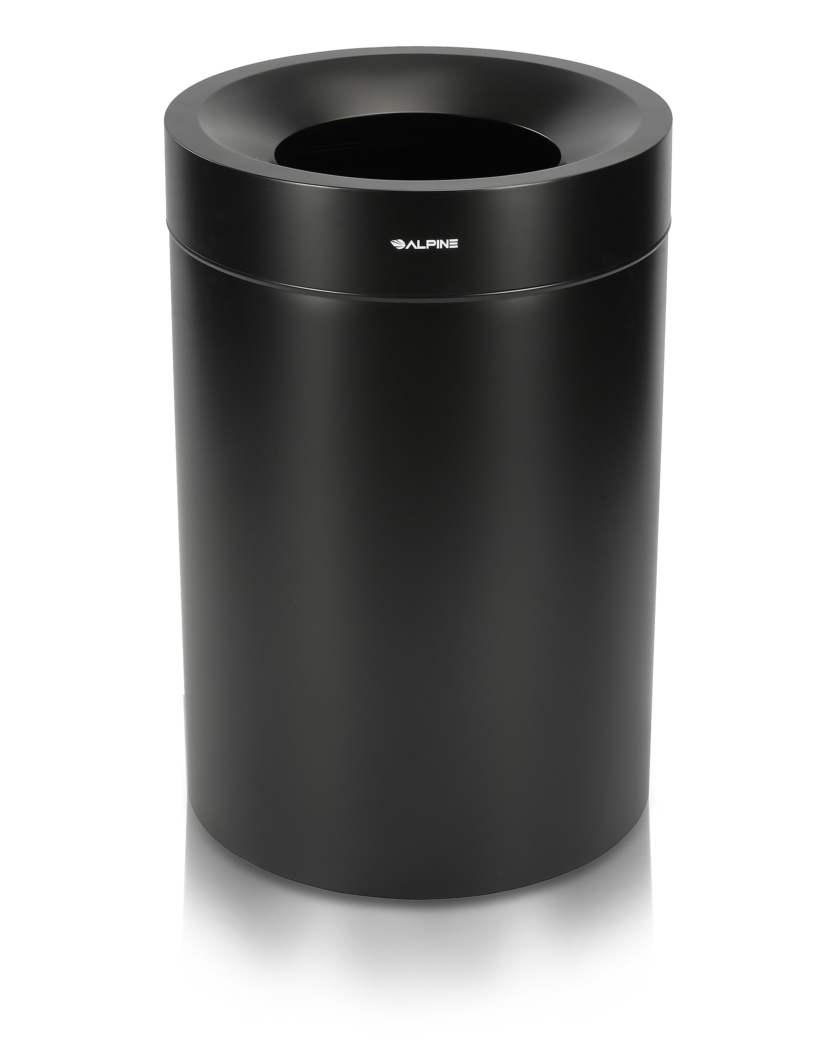 Alpine Industries Stainless Steel Trash Can, 50 Gallon, Black (ALP475-50-BLK)