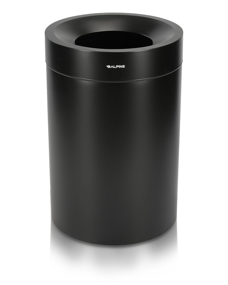 Alpine Industries Stainless Steel Trash Can, 50 Gallon, Black (ALP475-50-BLK)