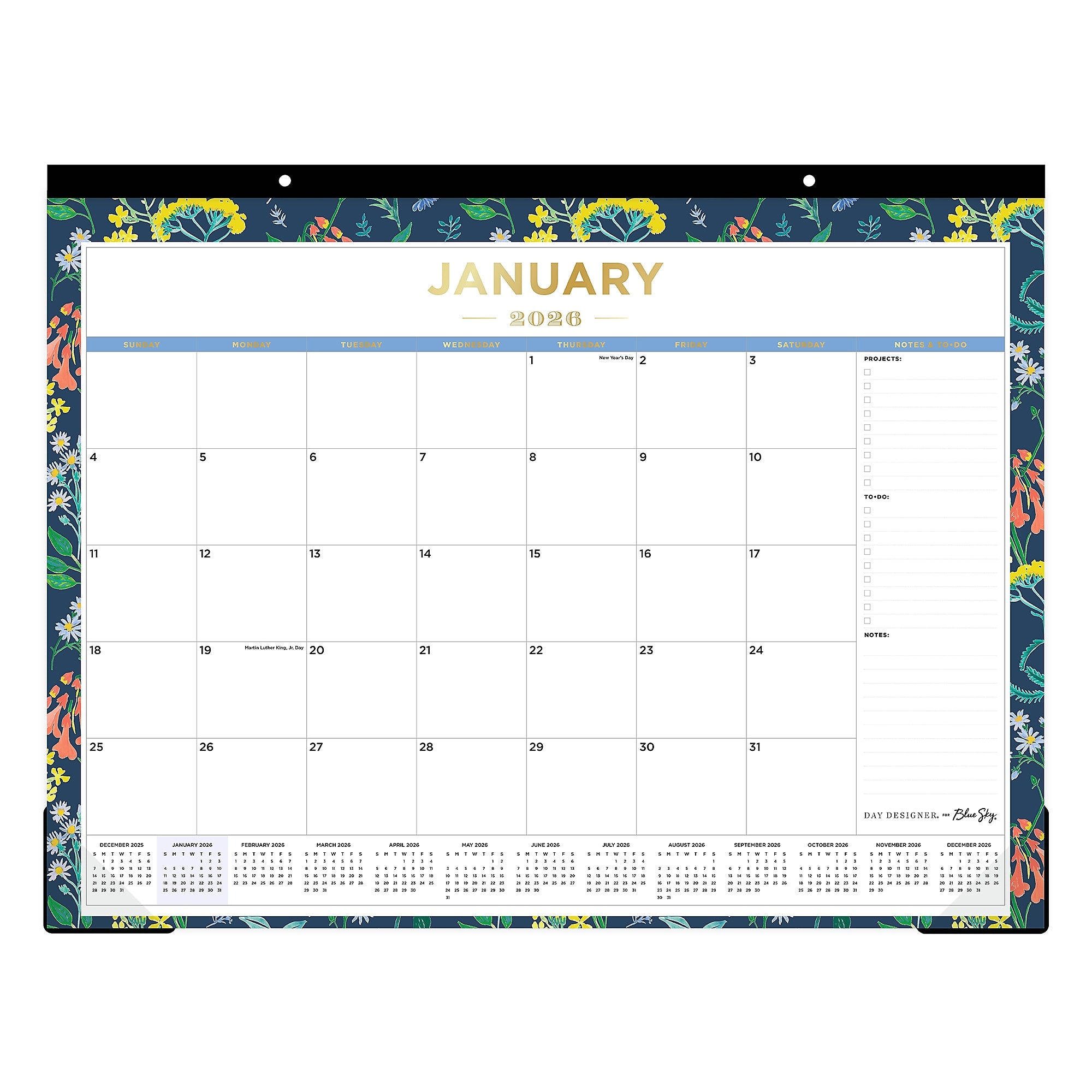 2026 Day Designer for Blue Sky Meadow 22" x 17" Monthly Desk Calendar (148689-26)