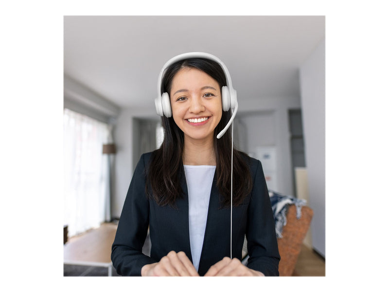 Logitech H390 Wired Headset For PC/Laptop, Off-White Noise Canceling Stereo Computer Headset, USB-A (981-001285)