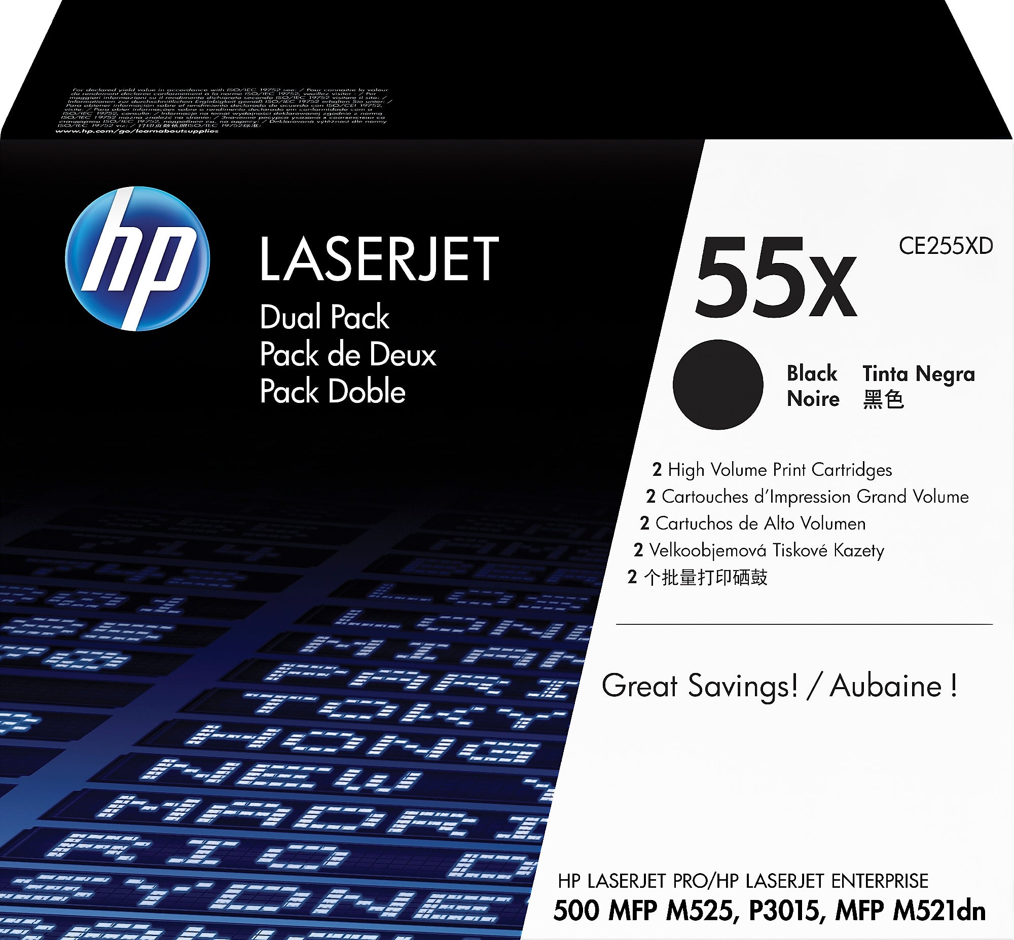HP 55X Black High Yield Toner Cartridge, Prints Up to 13,500 Pages (CE255XD)