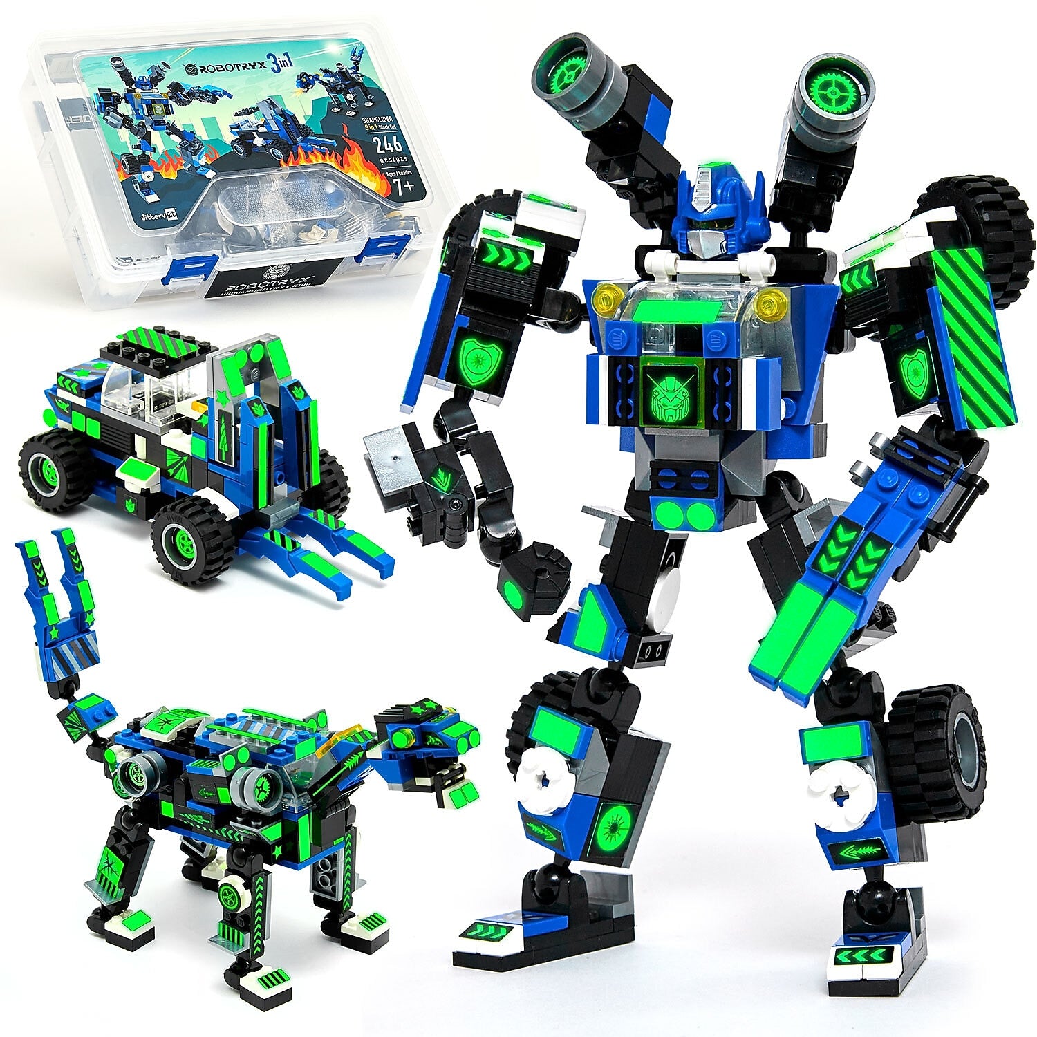 JITTERYGIT Robotryx Blue SnabGlider Robot Building Toy, 246 Pieces/Pack (ROBOTRYX-BLUE)
