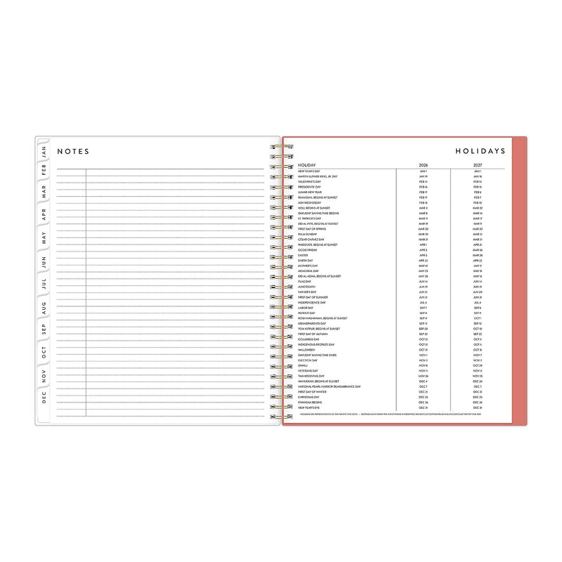2026 Blue Sky Bespoke Letterpress Pomegranate Blush 8" x 10" Calendar Year Monthly Planner, Faux Leather Cover (156221)