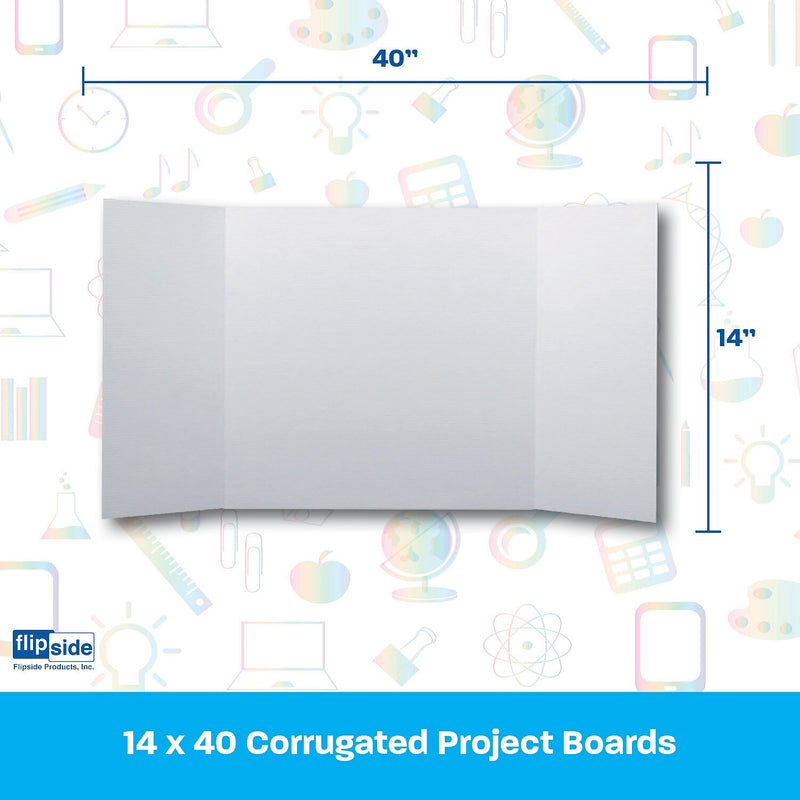 Flipside Corrugated Project Board, 14" x 40", White, 48/Carton (33314-48)