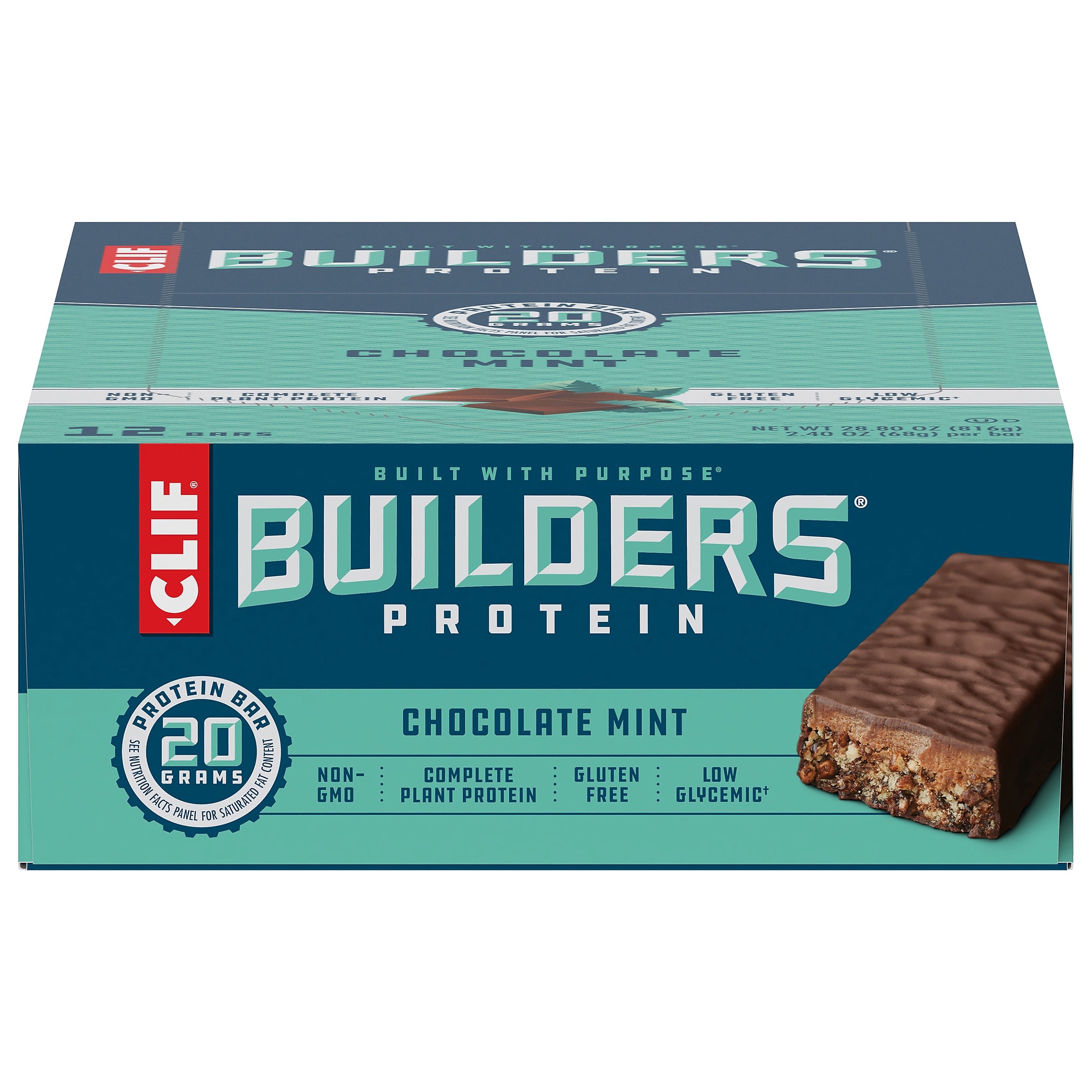 Clif Bar Builder's Chocolate Mint Protein Bar, 2.4 oz., 12 Bars/Box (CCC160044)