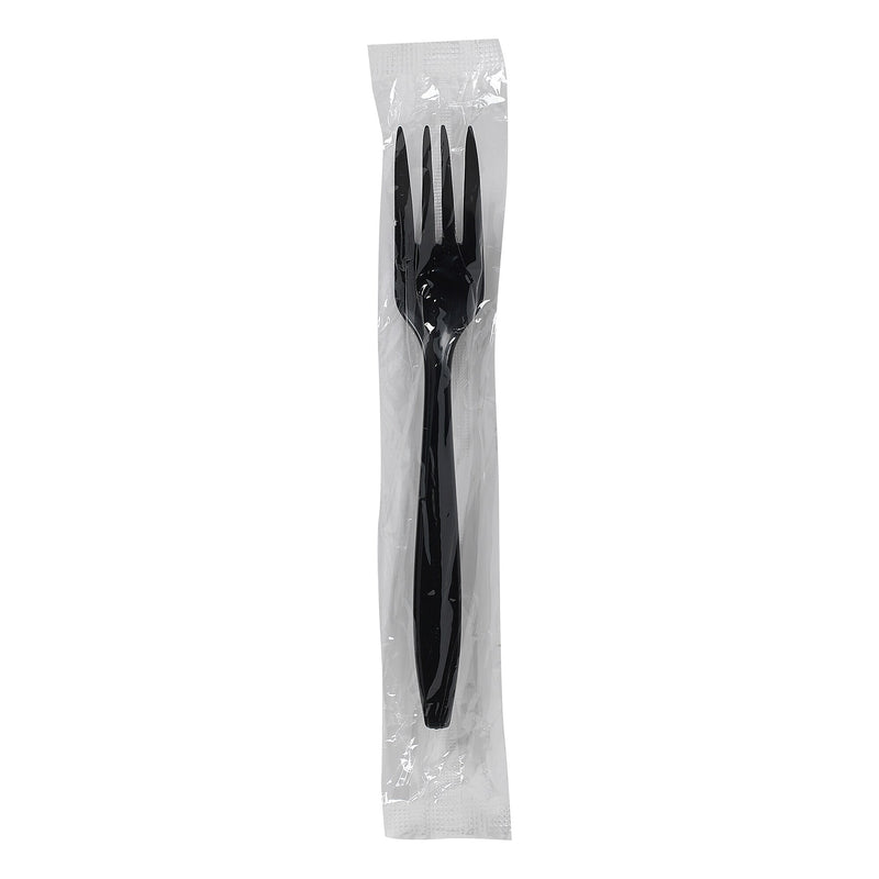 Dixie Individually Wrapped Plastic Fork, Heavy-Weight, Black, 1000/Carton (PTH53C)
