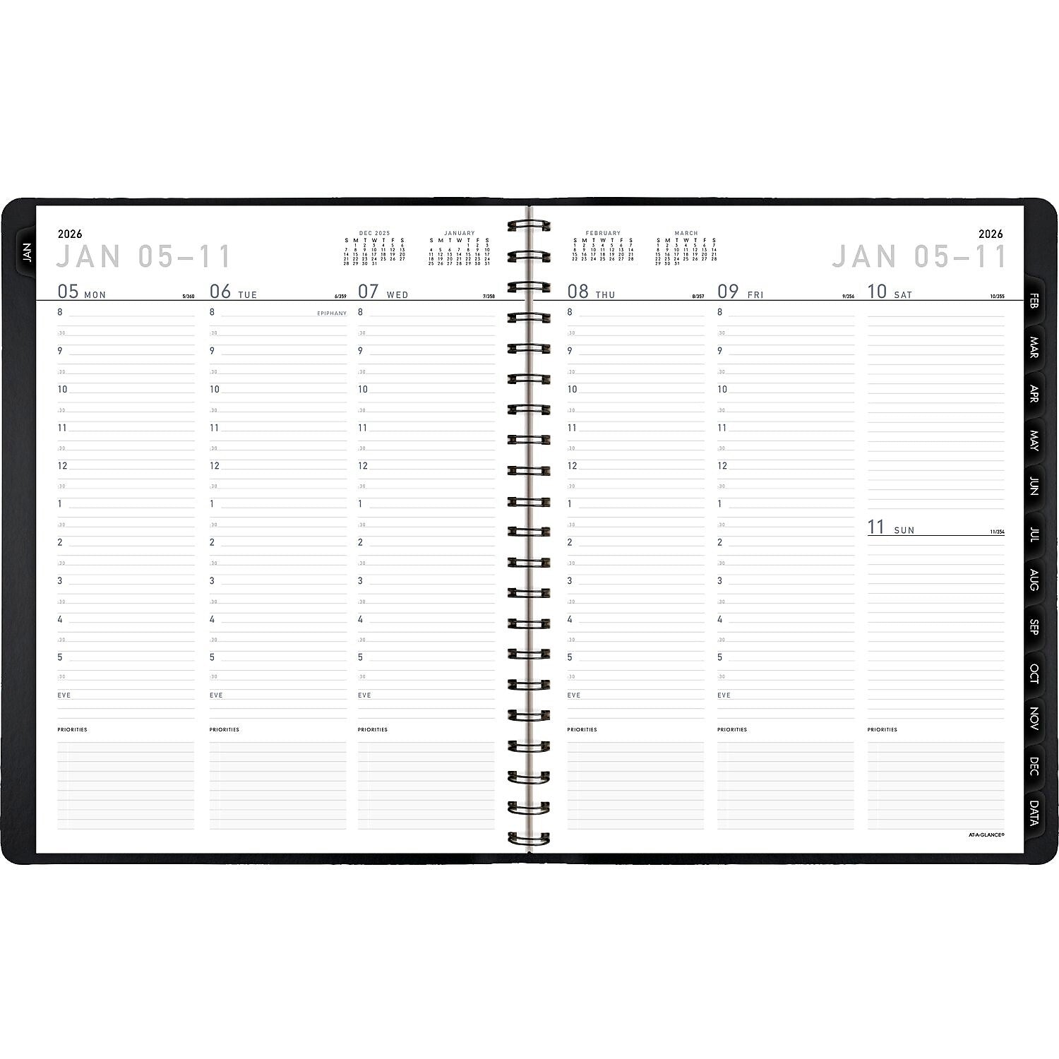 2026 AT-A-GLANCE Contemporary 8.25" x 11" Weekly & Monthly Planner, Faux Leather Cover, Black (70-950X-05-26)