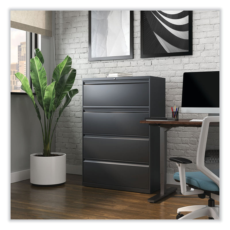 Alera® Lateral File, 4 Legal/Letter/A4/A5-Size File Drawers, Charcoal, 36" x 18.63" x 52.5"