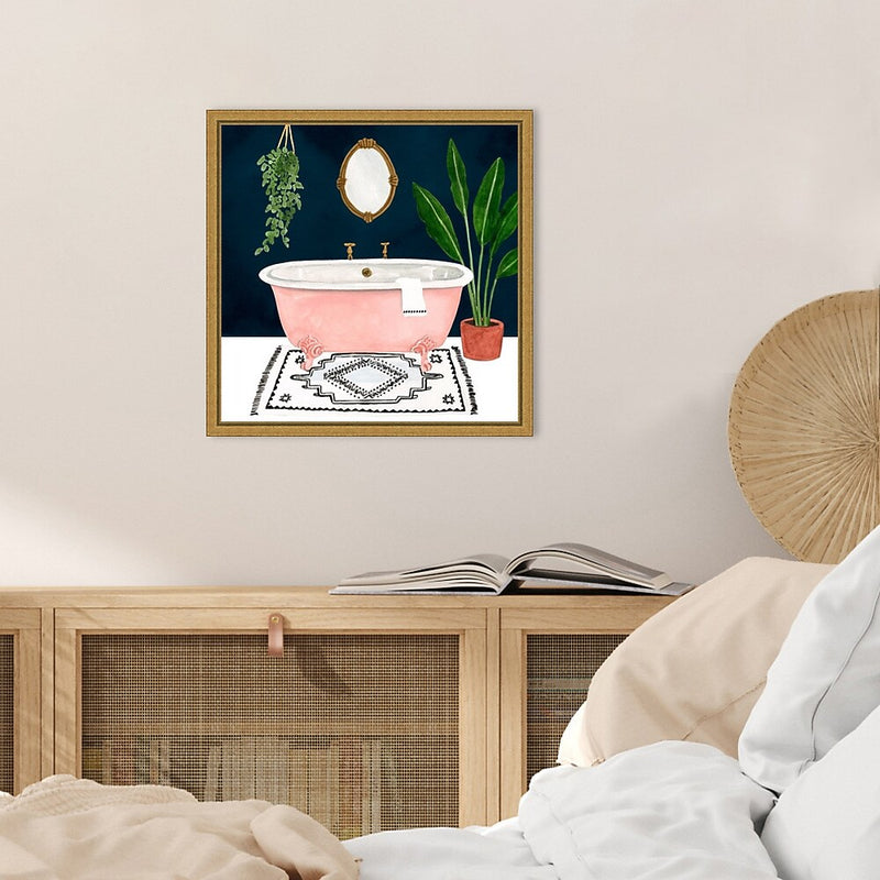 Amanti Art Boho Bath II by Victoria Borges Framed Canvas Wall Art Print, 16" x 16" (A42675040729)