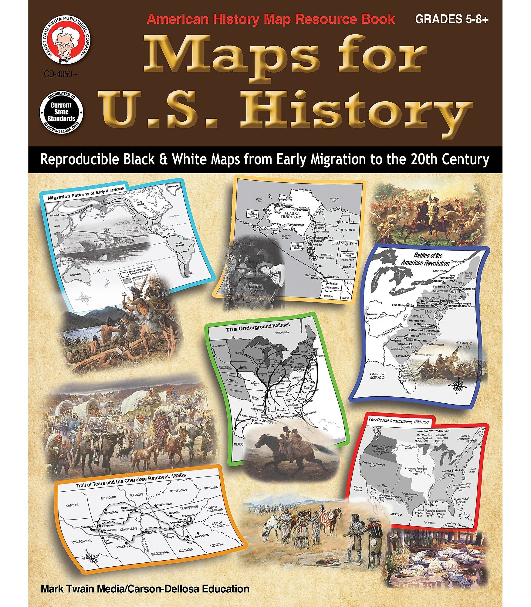 Carson Dellosa Mark Twain Maps for U.S. History Workbook