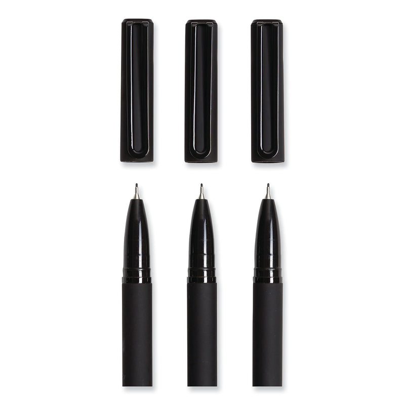 U Brands Catalina Soft Touch Porous Point Pen, Stick, Fine 0.7 mm, Black Ink, Black Barrel, Dozen