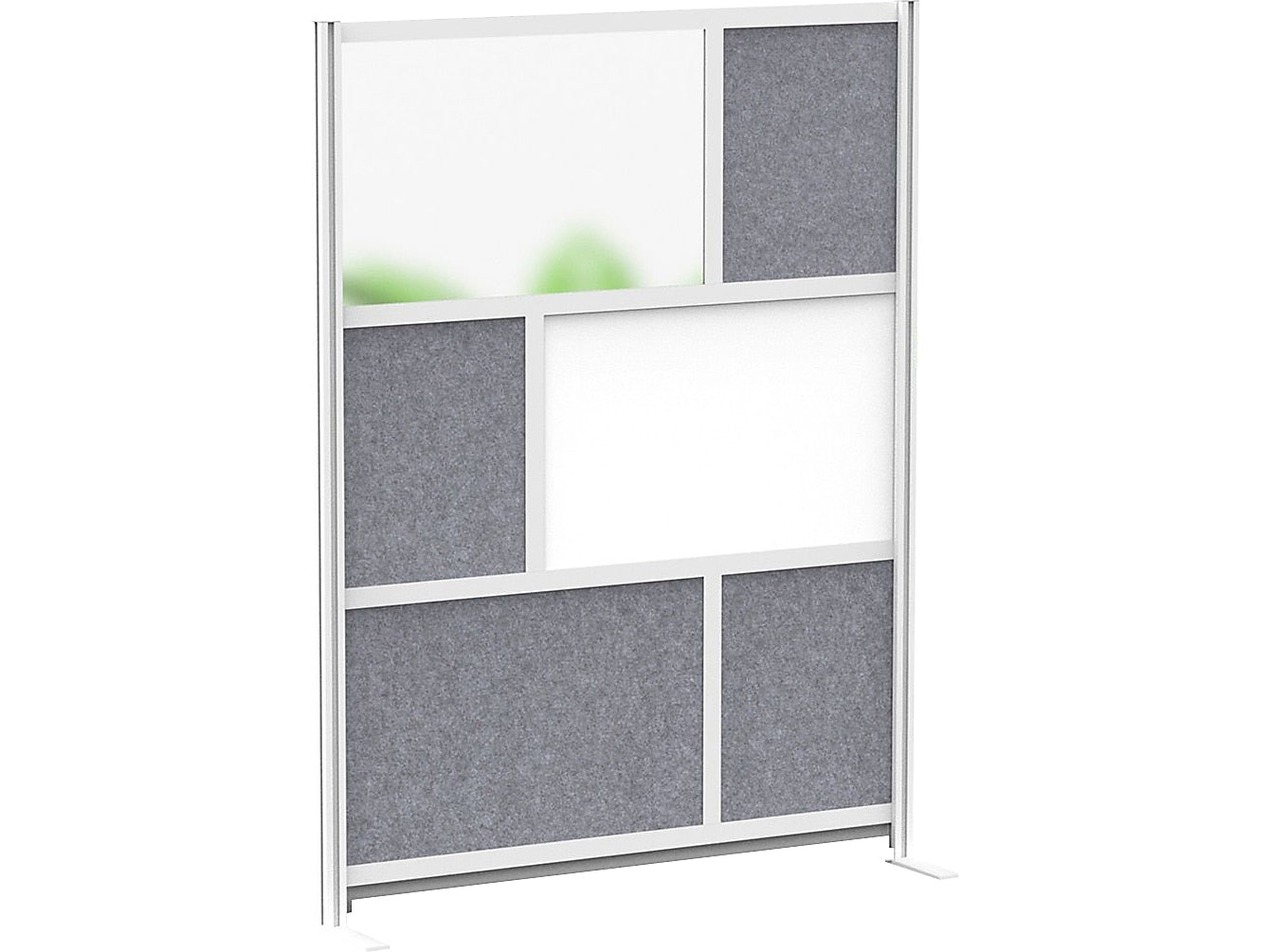 Luxor Workflow Series 6-Panel Freestanding Modular Room Divider System Starter Wall with Whiteboard, 70"H x 53"W, Gray/Silver