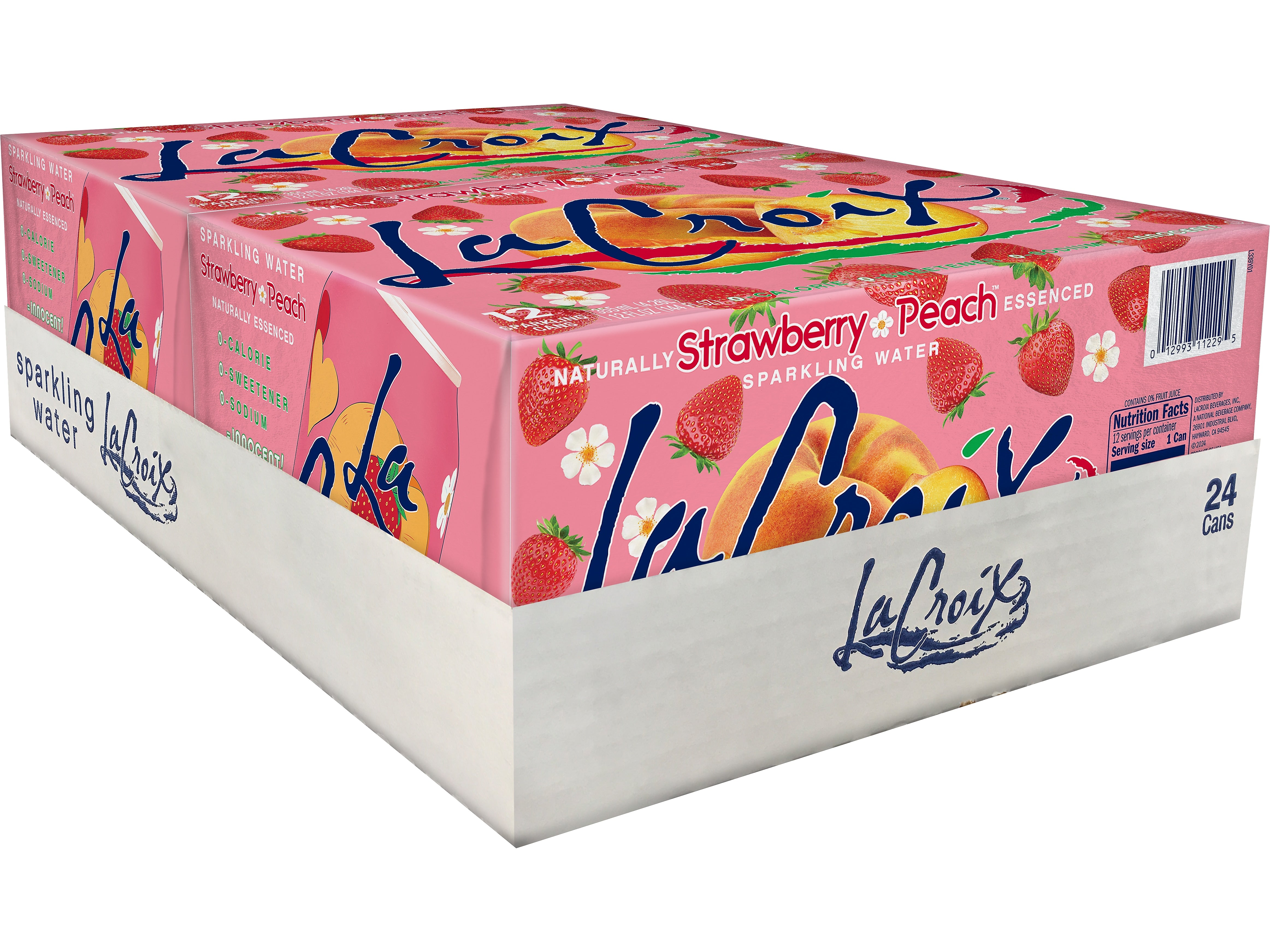 Lacroix Strawberry Peach Flavored Sparkling Seltzer Water, 12 fl. oz., 12 Cans/Pack, 2 Packs/Box (15021880)