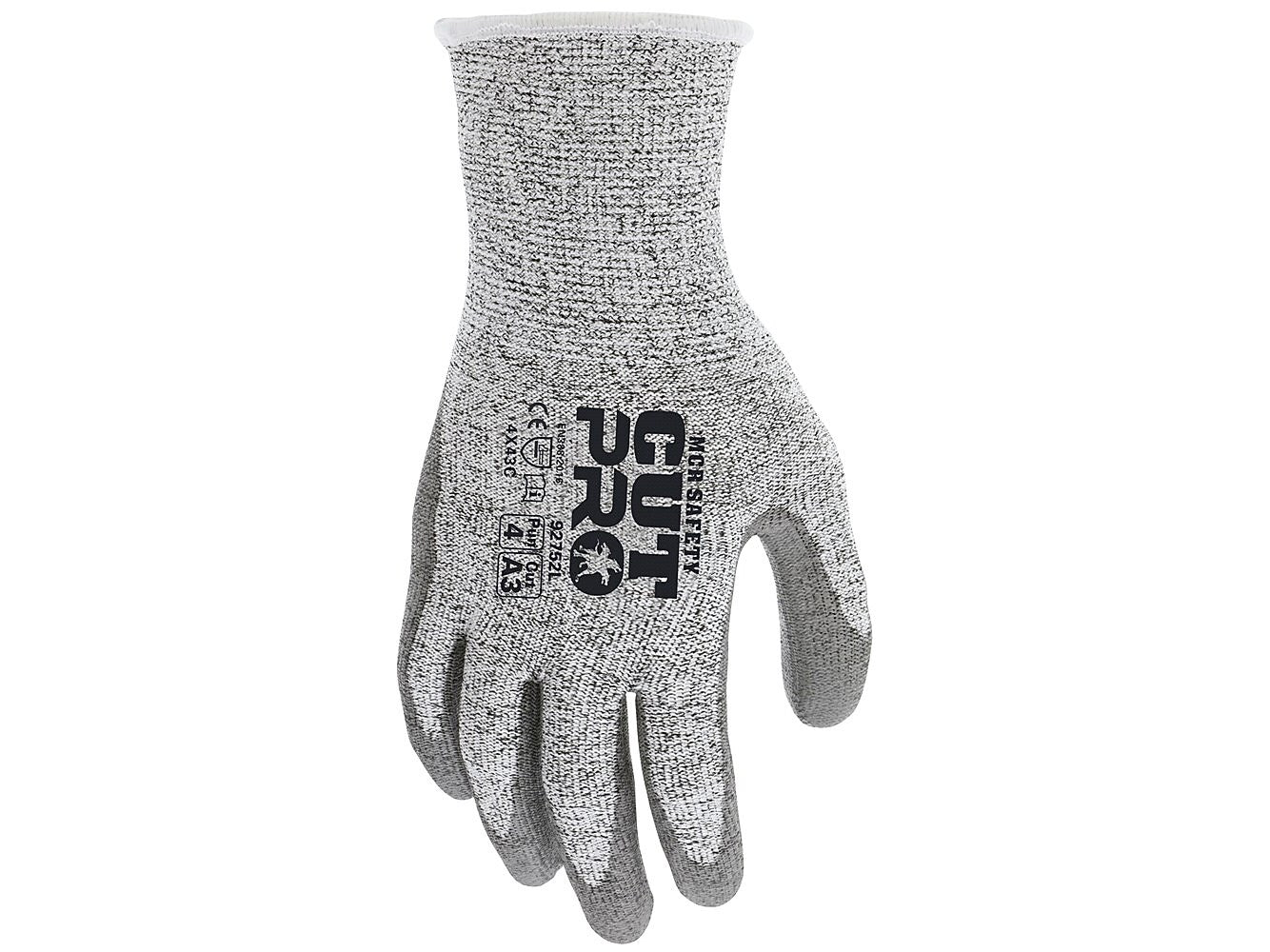 MCR Safety Cut Pro Hypermax Fiber/Polyurethane Work Gloves, Large, A3 Cut Level, Salt-and-Pepper/Gray, Dozen (127-92752L)