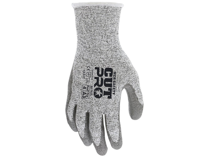 MCR Safety Cut Pro Hypermax Fiber/Polyurethane Work Gloves, Large, A3 Cut Level, Salt-and-Pepper/Gray, Dozen (127-92752L)