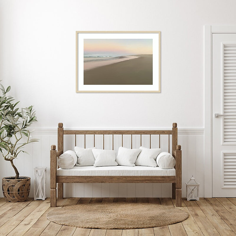 Amanti Art Soft Beach Embrace by JL Design Wood Framed Wall Art Print, 41" x 30" (A42675537347)