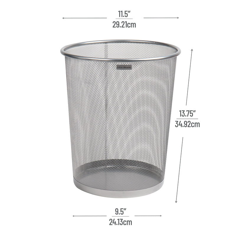 Mind Reader Metal Mesh Trash Can Without Lid, 4.4 Gallon, Silver (1CIRGA-SIL)