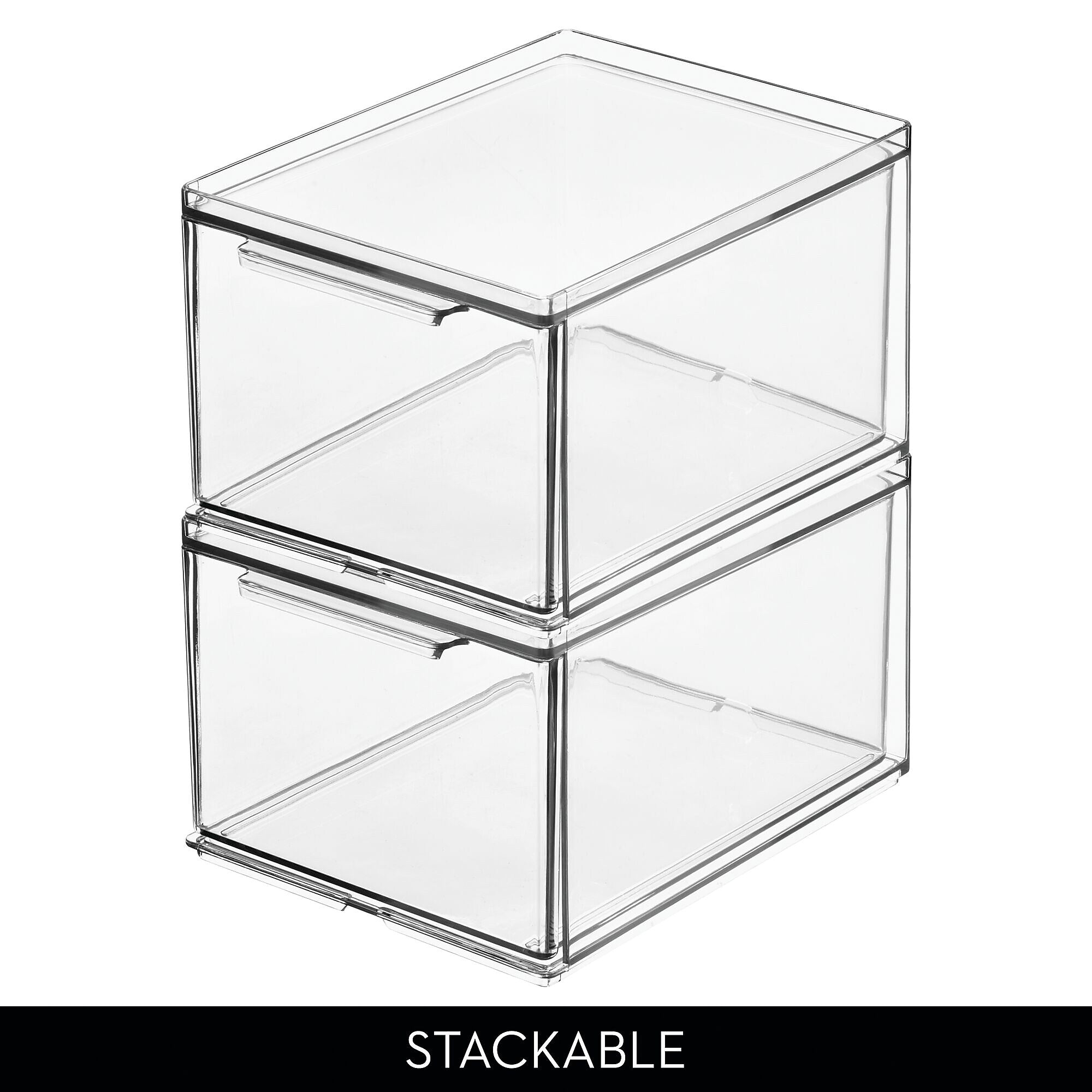 iDESIGN Stackable Storage Drawer, Plastic, Clear, 2/Pack (29202M2)