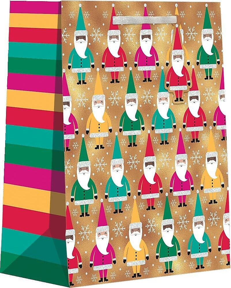 JAM Paper Bright Santa Gold Large Gift Bags, Multicolored, 120/Pack (526BXLT6491)