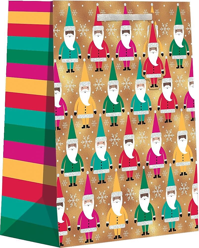 JAM Paper Bright Santa Gold Large Gift Bags, Multicolored, 120/Pack (526BXLT6491)