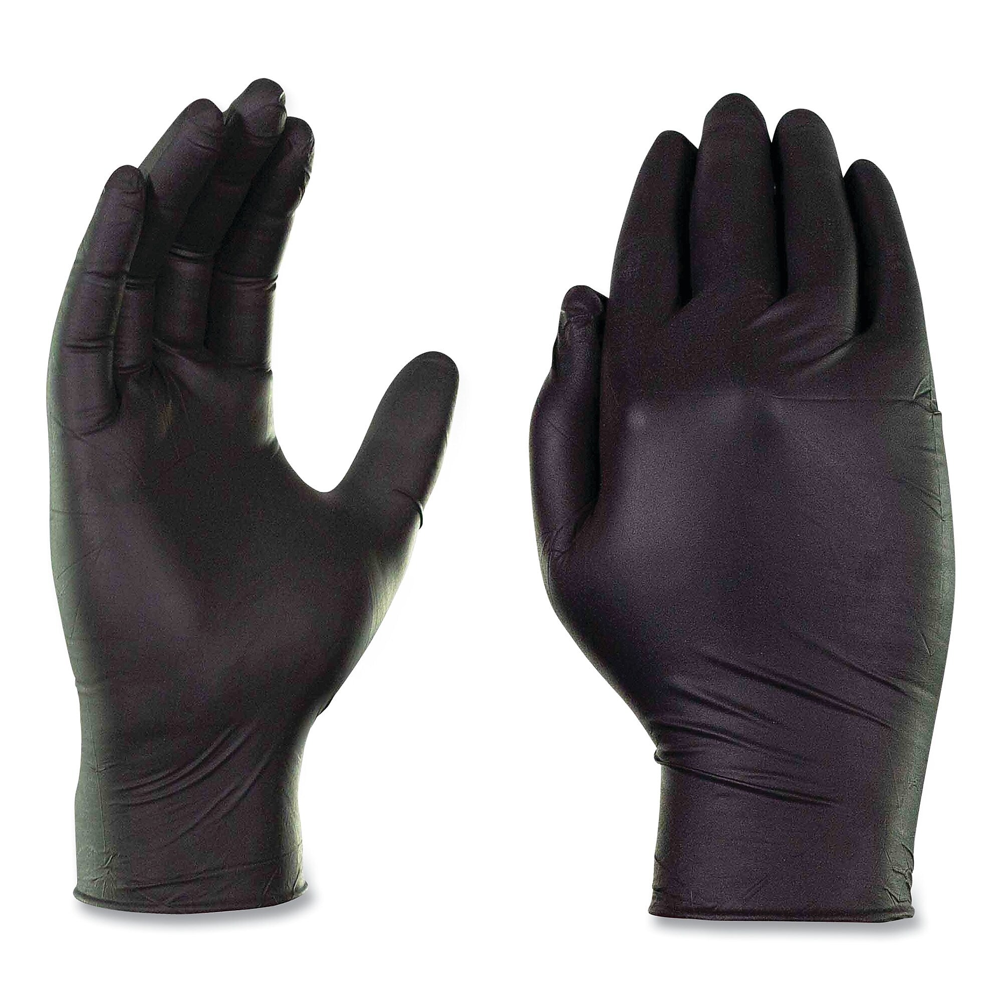 GloveWorks by AMMEX Nitrile Exam Gloves, Powder-Free, 6 mil, Large, Black, 100 Gloves/Box, 10 Boxes/Carton