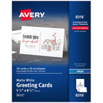 Avery Half-Fold Greeting Cards with Envelopes, 5.5" x 8.5", Matte White, Inkjet, 30/Pack (08316)