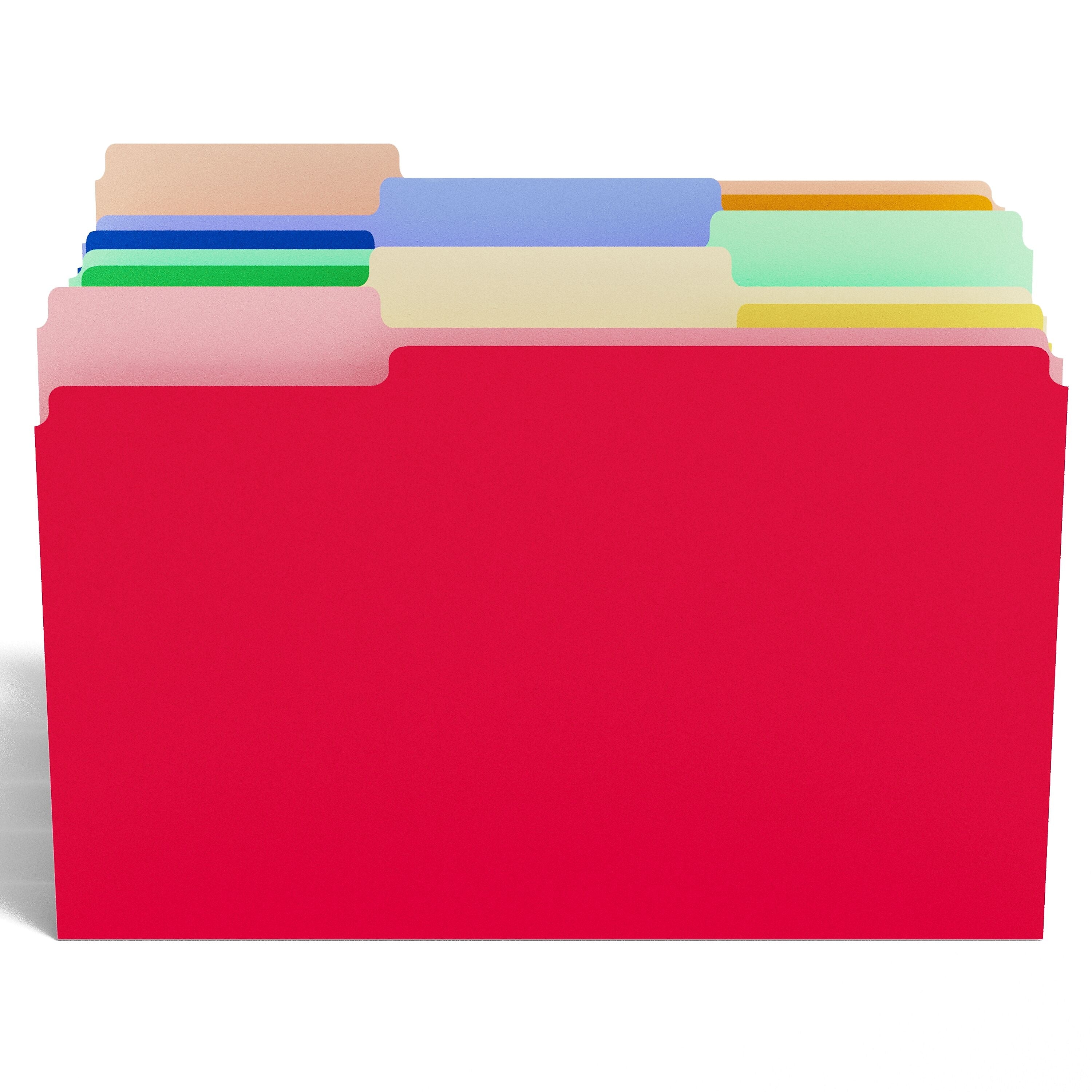Staples File Folders, 1/3-Cut Tab, Letter Size, Assorted, 100/Pack (ST22953-CC)