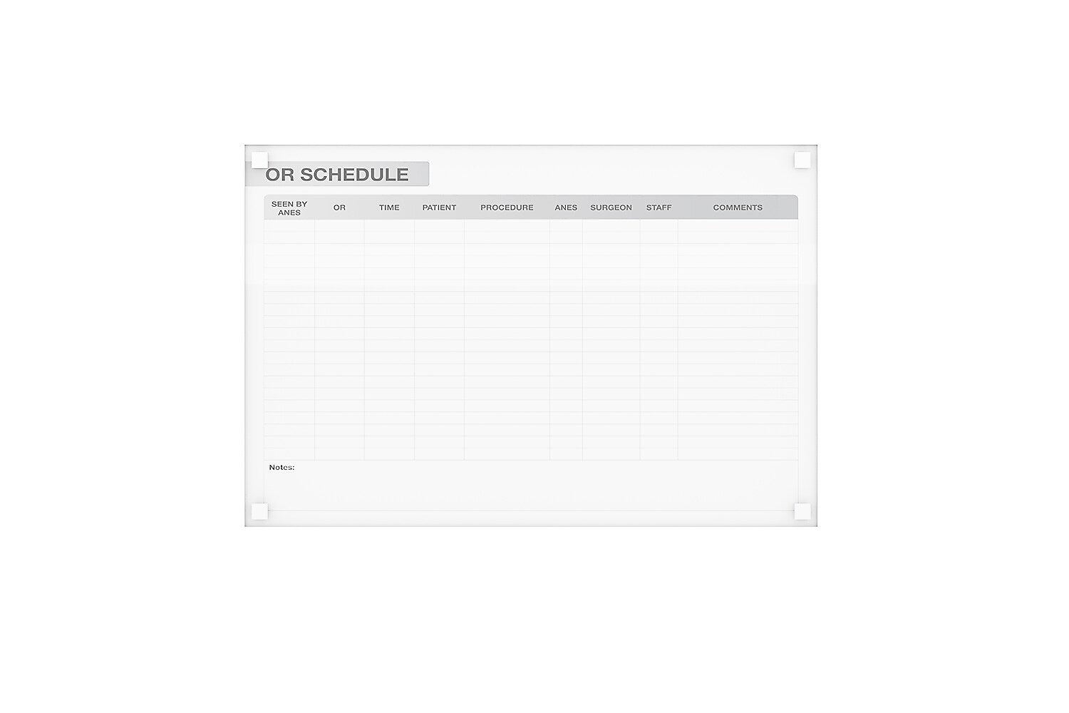 Ghent Harmony OR Schedule Magnetic Glass Dry-Erase Whiteboard, 4'H x 6'W (GRPHMYSM13S-46)