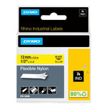 DYMO Rhino Industrial 18490 Flexible Nylon Label Maker Tape, 1/2" x 11-1/2', Black on Yellow (18490)