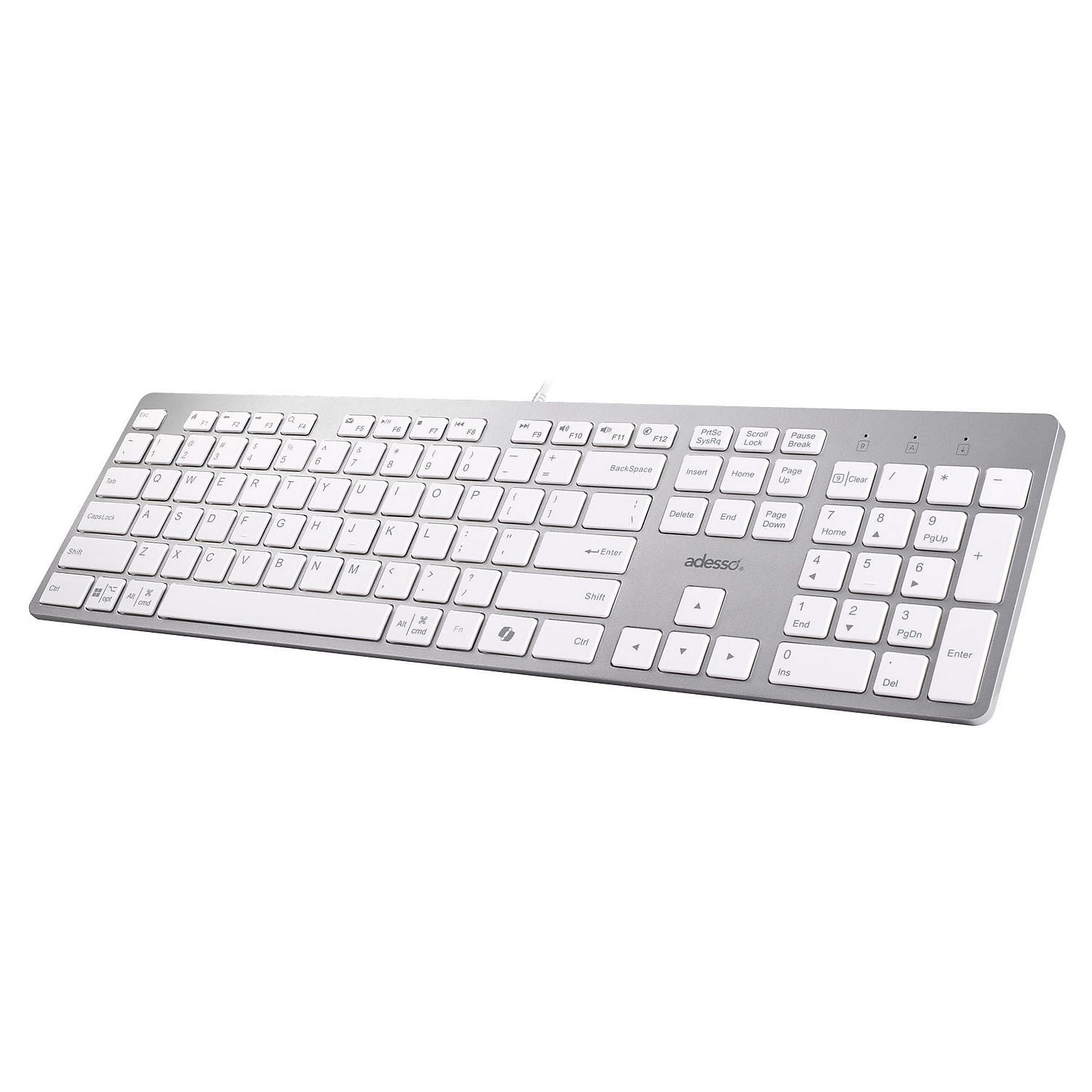 Adesso EasyTouch 730 Wired Multi-OS Scissor Switch Keyboard with Copilot AI Hotkey, White (AKB-730UW)